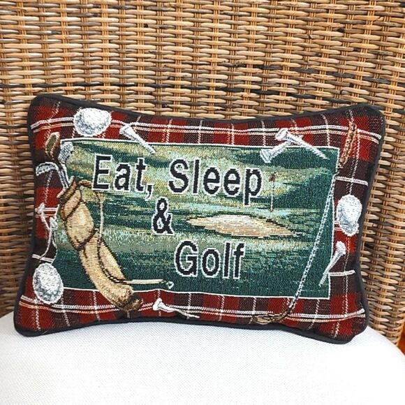Eat, Sleep & Golf Tapestry Pillow - Picture 1 of 8